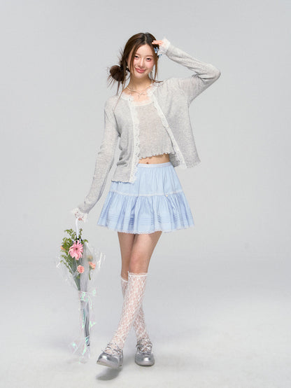 Lace Knit Cardigan Set