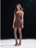 Lace Bodycon Leather Dress