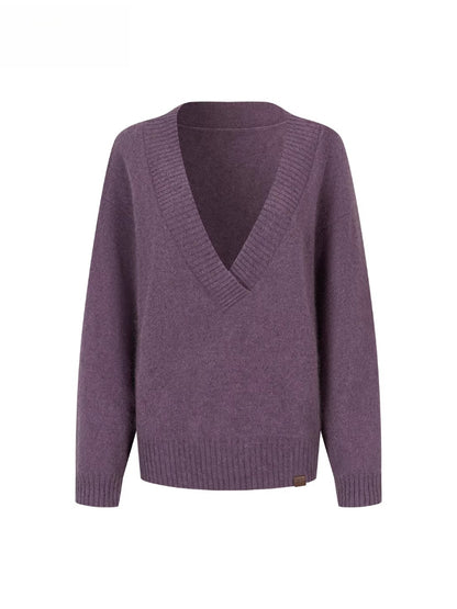 V-Neck Ribbed Knit Sweater