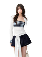 Contrast Trim Stripe Knit Top