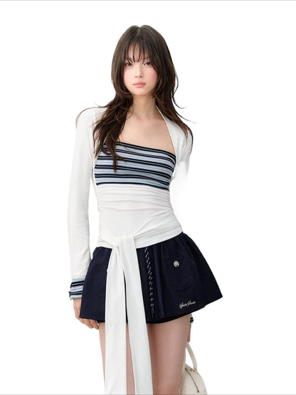 Contrast Trim Stripe Knit Top