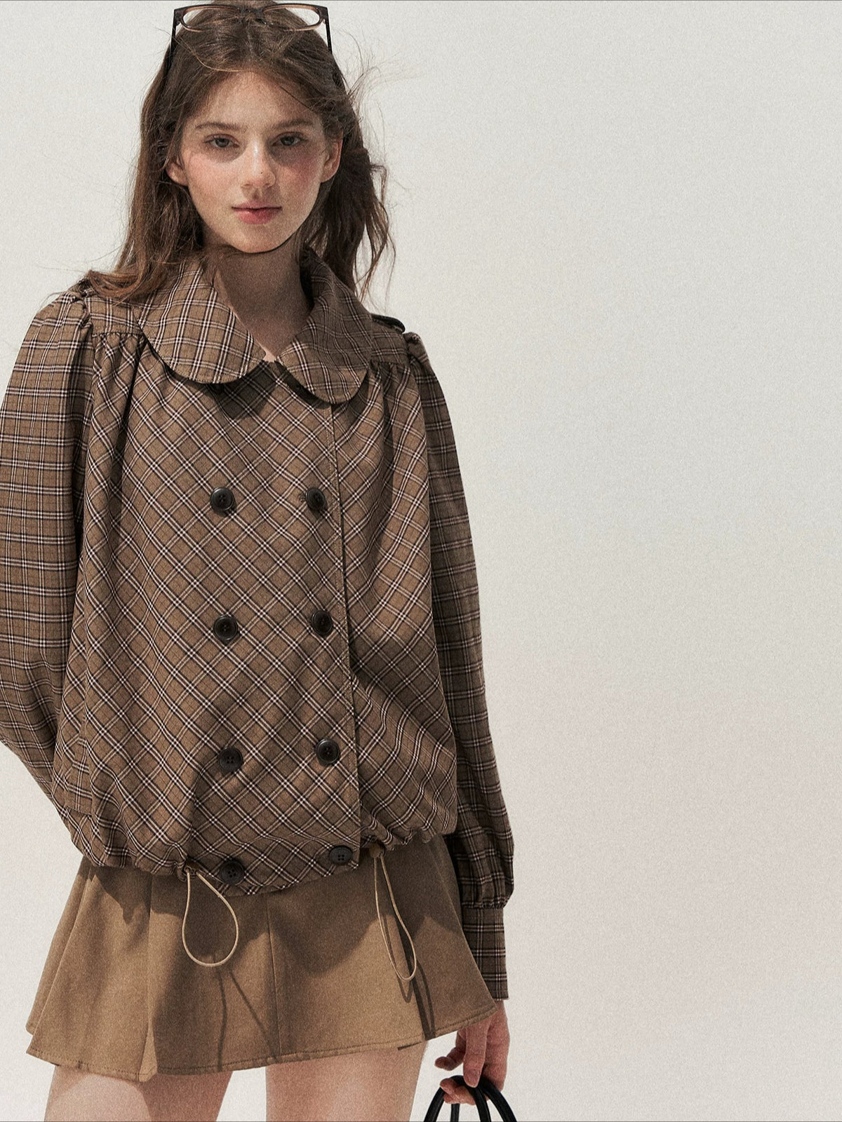 Plaid Peter Pan Trench Set