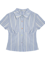 Colorful Buttons Striped College - Style Shirt & Skirt Set
