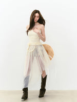 Irregular Strapless Mesh Dress