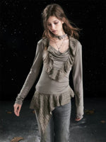 Sweet Ruffle Asymmetric Tencel Top