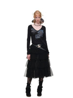 Tiered Lace Slit Midi Skirt