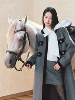 Gray Velvet Long Wool Coat