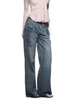 Beaded Embroidery Wide-Leg Straight Jeans