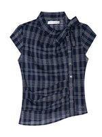 Ruched Plaid Blouse