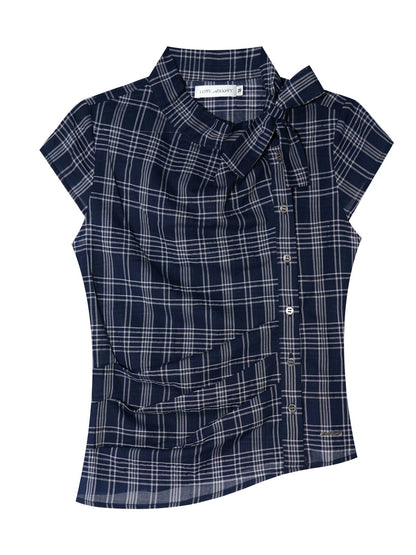 Ruched Plaid Blouse
