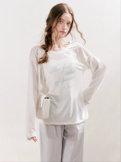 Sheer Letter Printed Cover T-shirt