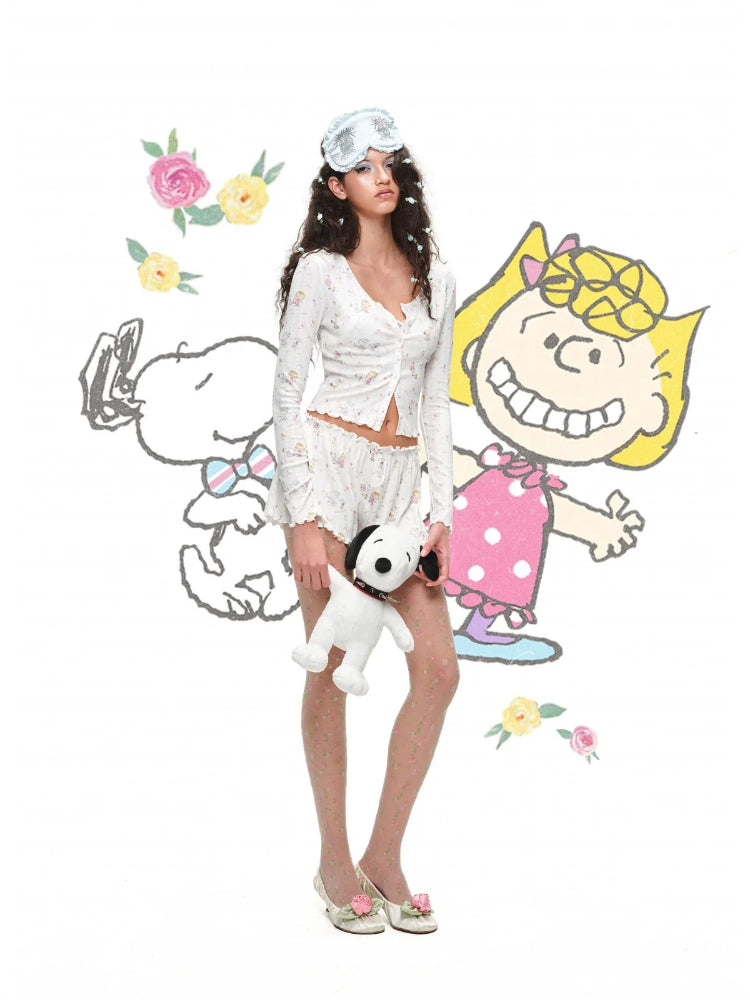 Snoopy Floral Pajama Set