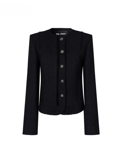 Black Wool Short Blazer Jacket