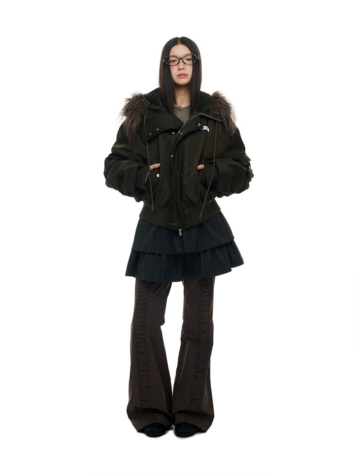 Vintage Hooded Fur Trim Down Jacket