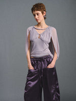 Dark Purple Satin Parachute Pants