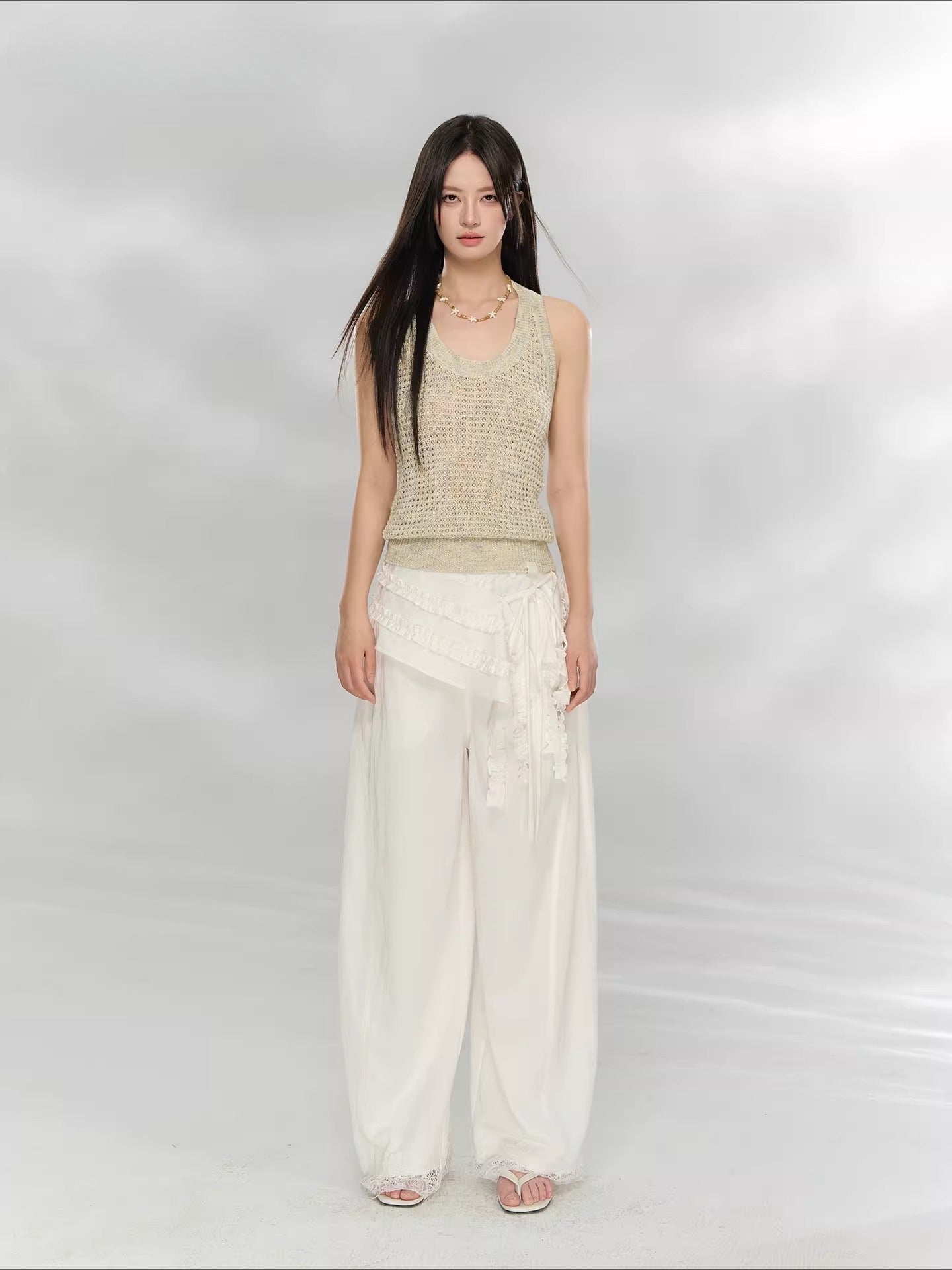 Lace Patchwork Tailored Trousers
