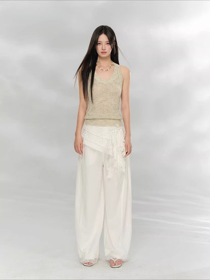 Lace Patchwork Tailored Trousers