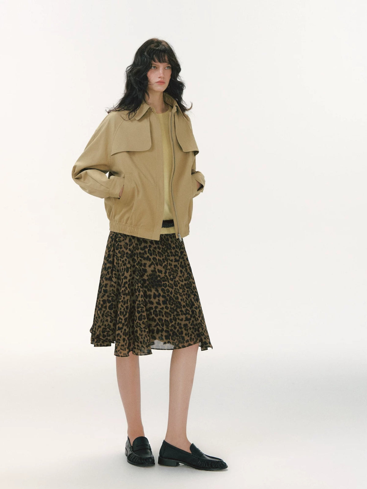 Pleated Collar Cropped Jacket