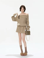 Off-Shoulder Ribbed Wool Blend Mini Dress