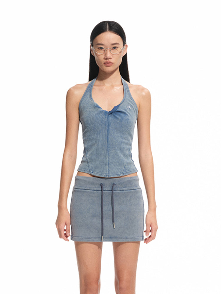 Denim-like Retro U-Neck Halter Camisole