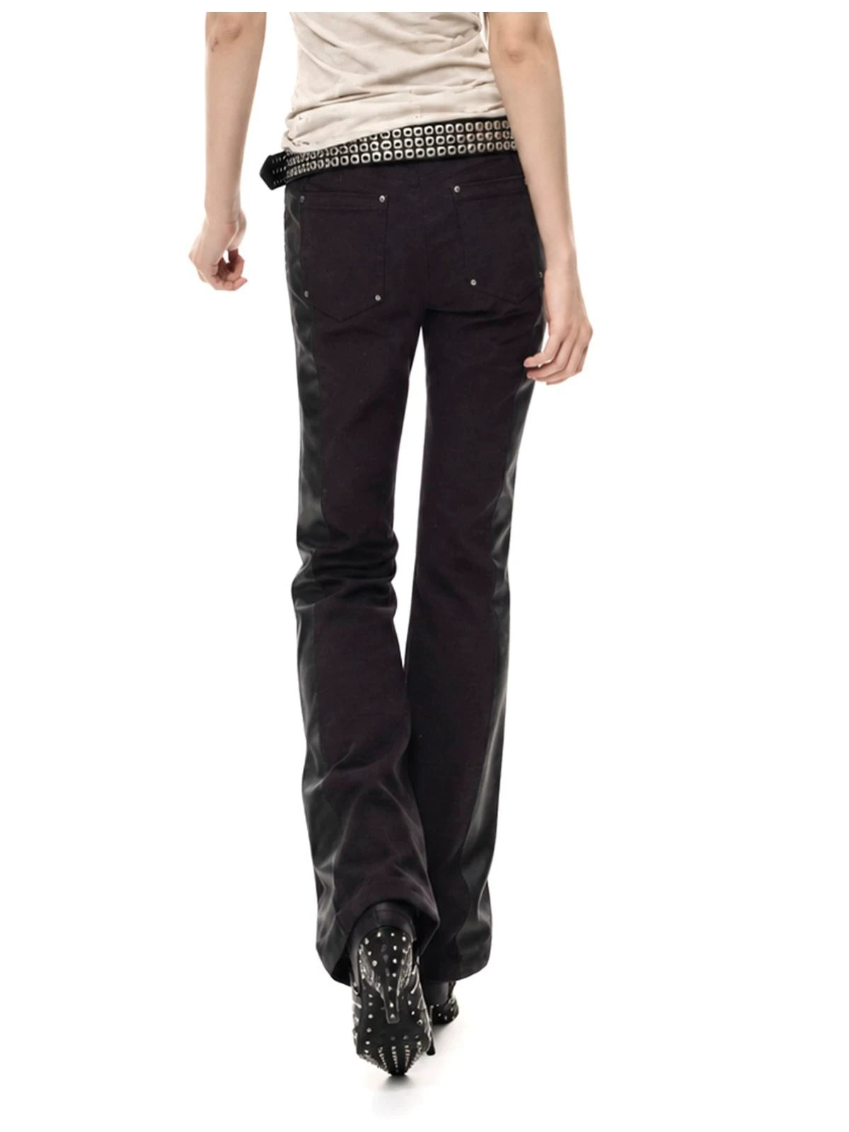 Black Stacked Street Trousers
