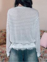 Striped Lace Trim Tee