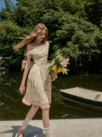 Floral One Shoulder Drawstring Dress