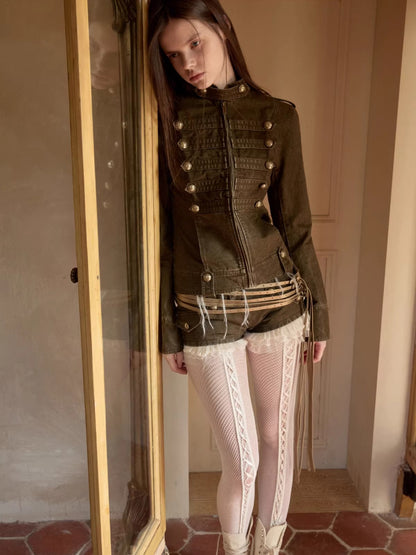 Washed Denim Cargo Shorts