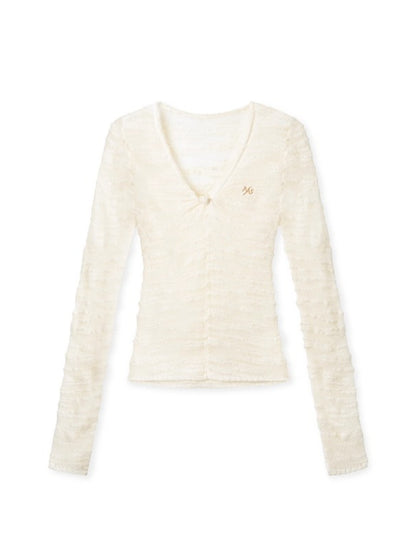 Florence 100% Wool Semi-Sheer Fitted V-Neck