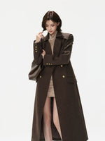 Double-Breasted Lapel Wool Long Coat