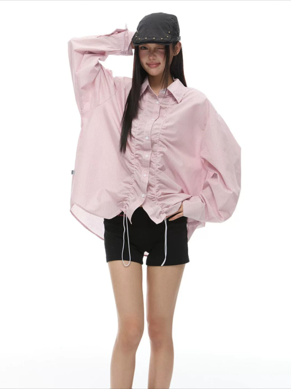 Stripe Drawstring Shirt