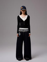 Contrast Layered Henley Blouse