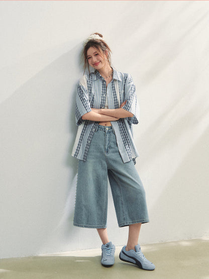 Lace - Plaid Embroidered Shirt