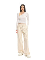 Gradient Rhinestone Cotton Knit Wide-Leg Pants