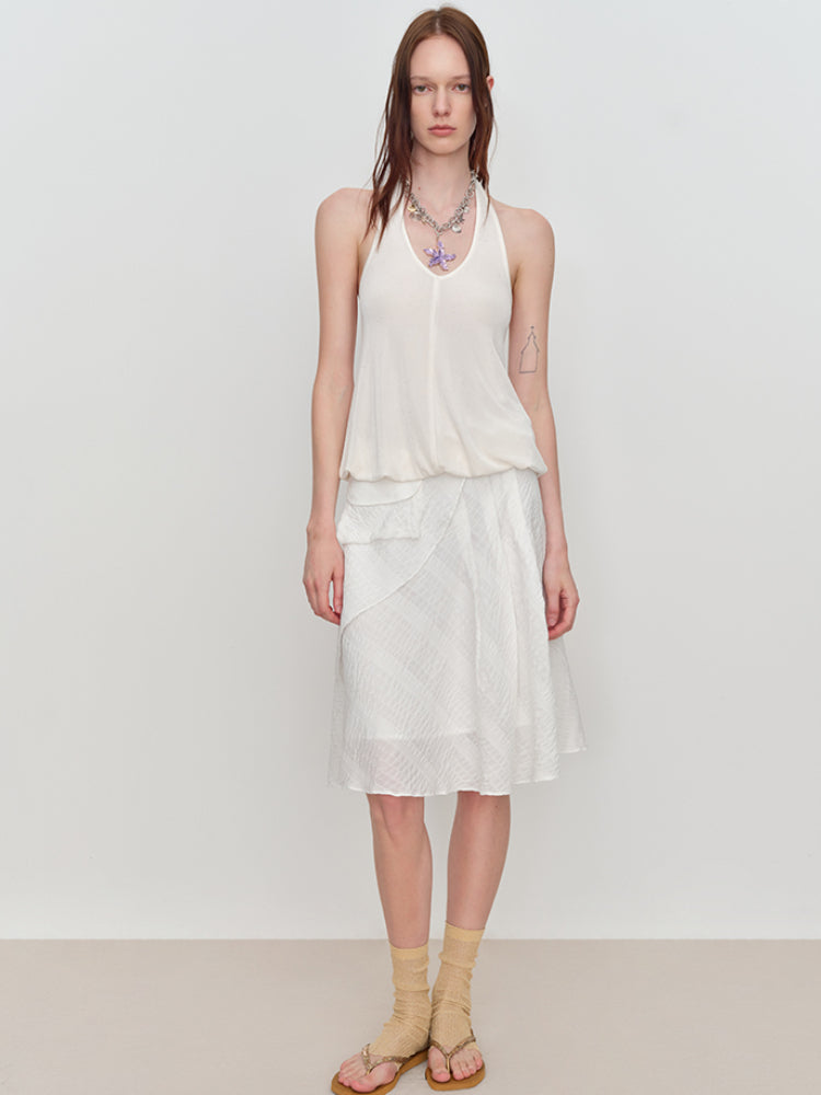 Irregular Jacquard Plaid A-line Skirt