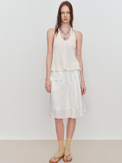 Irregular Jacquard Plaid A-line Skirt