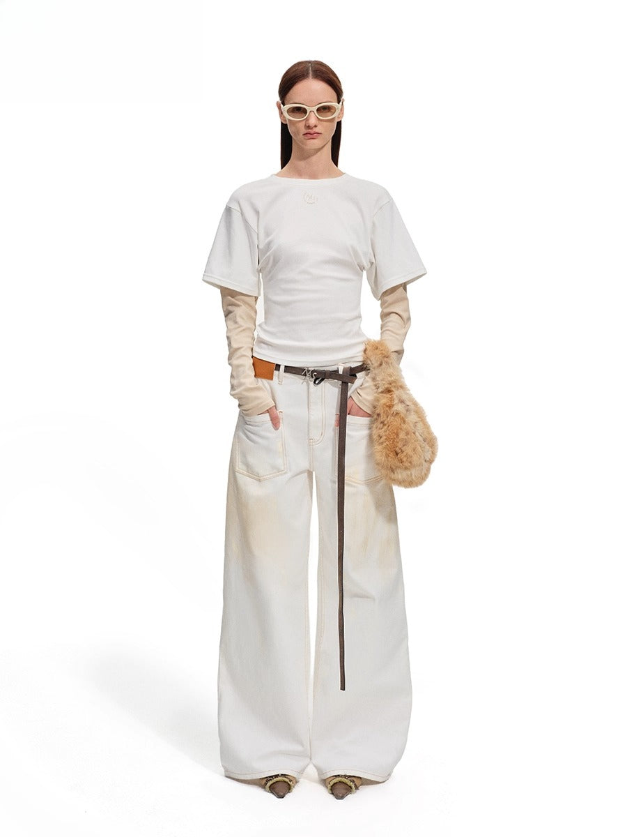 Polar Washed Twill Denim Wide-Leg Jeans