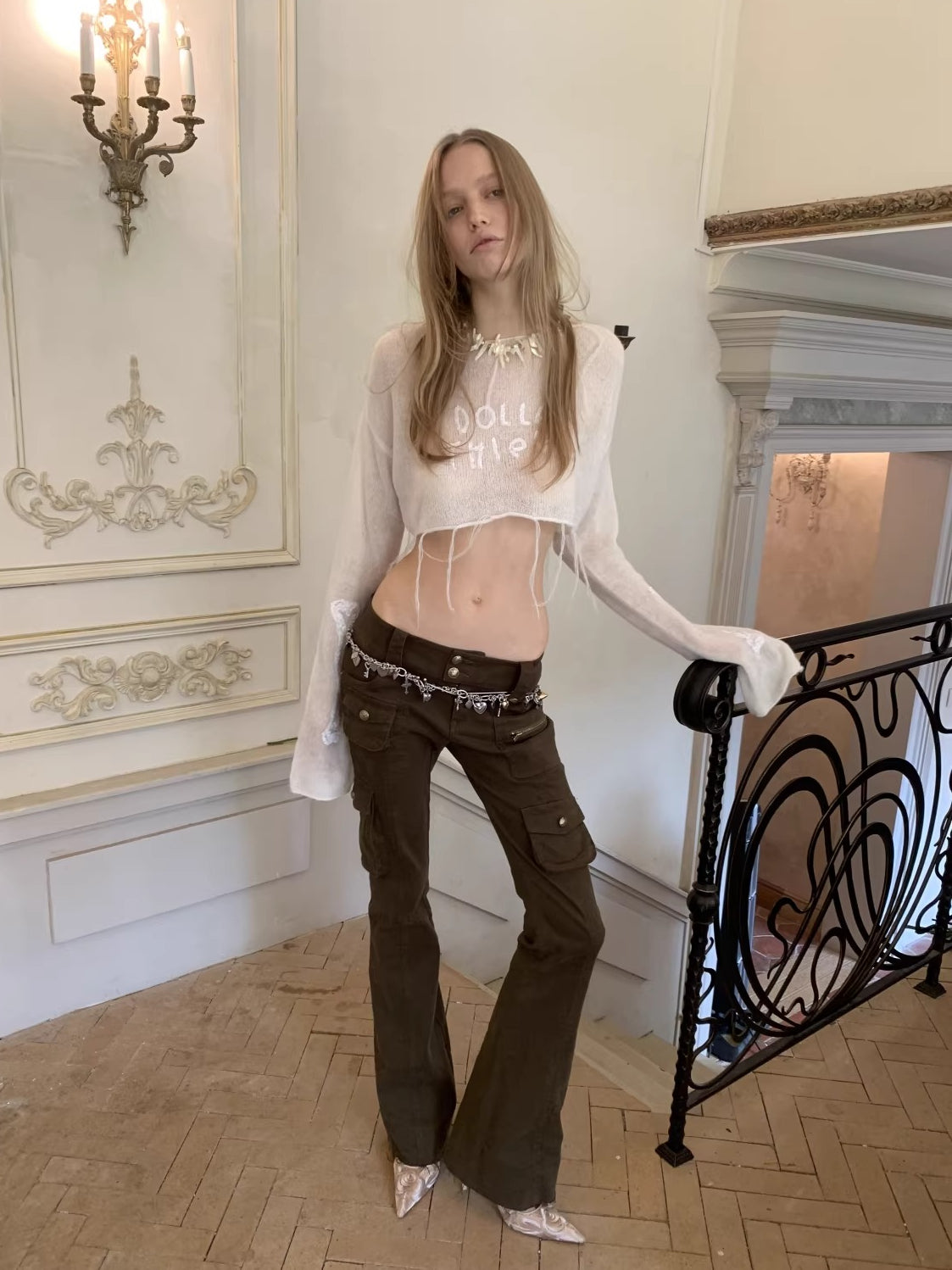 Mohair Sequin Sheer Top