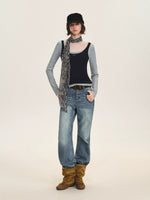Contrast Layered Lyocell Scoopneck Top