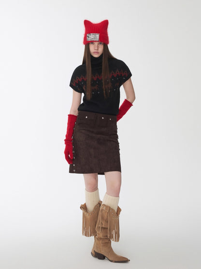 Fair Isle Pony Jacquard Turtleneck Knit Sweater