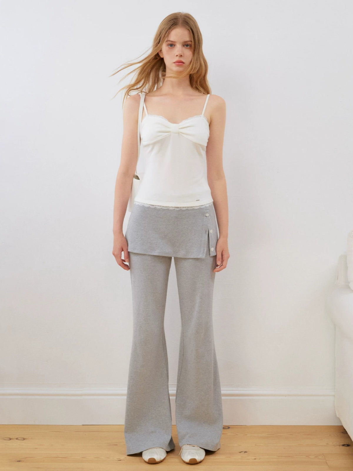 Silk Wool Wrap V-Neck Knit Top
