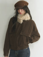 Vintage Detachable Fur-Collar Utility Jacket