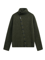 Vintage Stand Collar Knit Cardigan