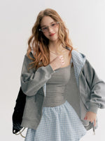 Gray Plaid Hoodie Three-Piece Set
