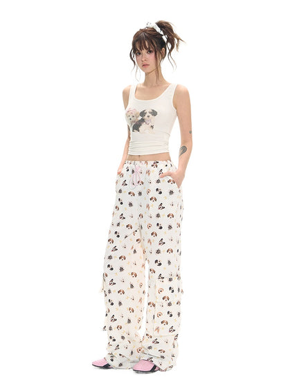 White Low-Rise Cargo Wide-Leg Pants