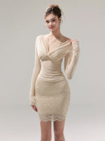 Lace Knit 2-in1 Blouse & Skirt Set
