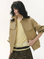 Pleated Collar Cropped Jacket