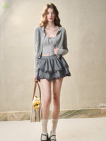 Embroidered Wool Hollow Cardigan & Tank Top Set
