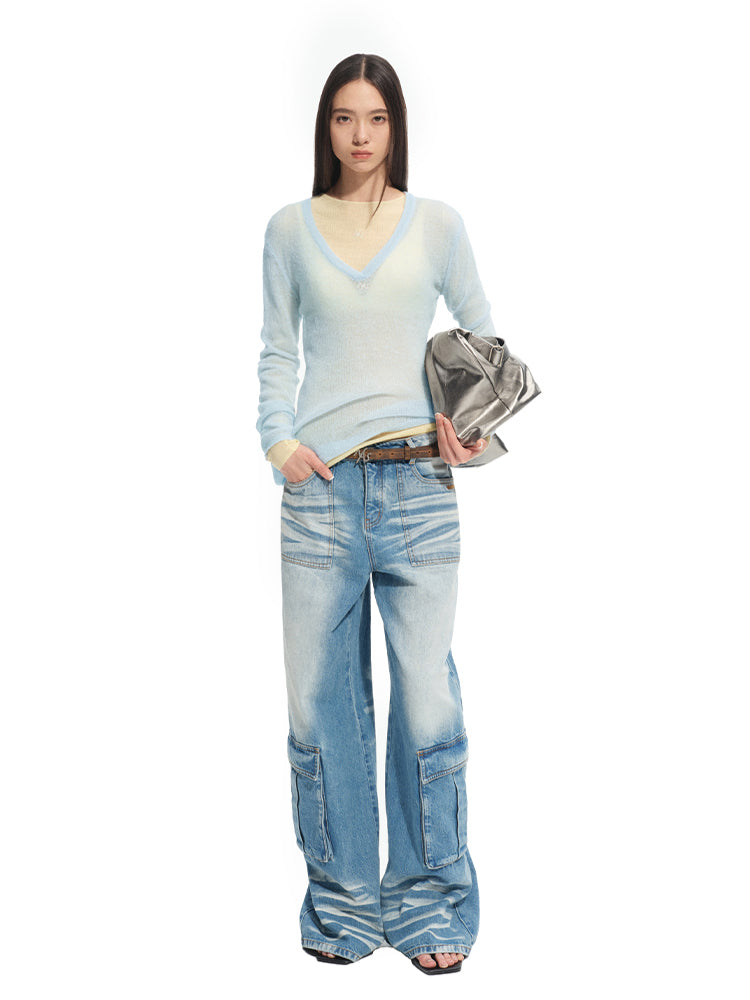 Alpaca Irregular Thin Long-sleeve Top