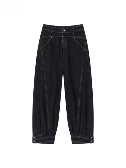 Embroidered Pocket Straight Jeans